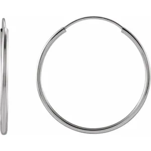 14K White Gold 20 mm Flexible Endless Huggie Earrings