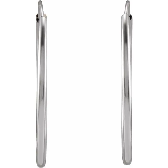 14K White Gold 20 mm Flexible Endless Huggie Earrings