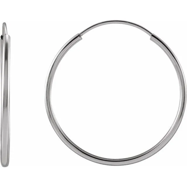 14K White Gold 20 mm Flexible Endless Huggie Earrings