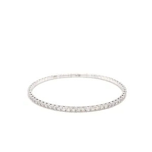 14K White Gold Diamond Flexible Bangle Bracelet (2.50ctw)
