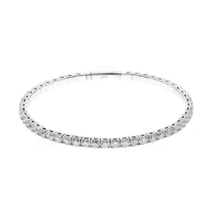 14k White Gold Flexible Diamond Bangle, 4.76CTW