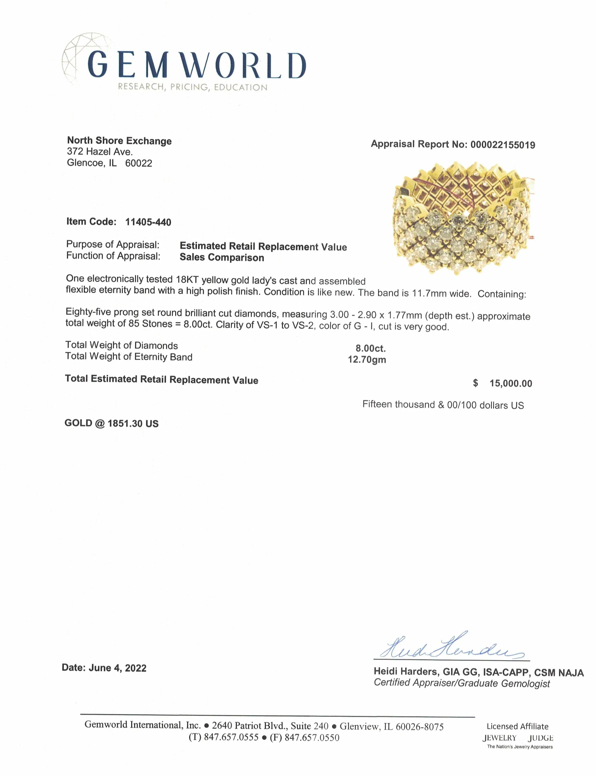 18K Gold Flexible Ring with 85 Full Cut Diamond