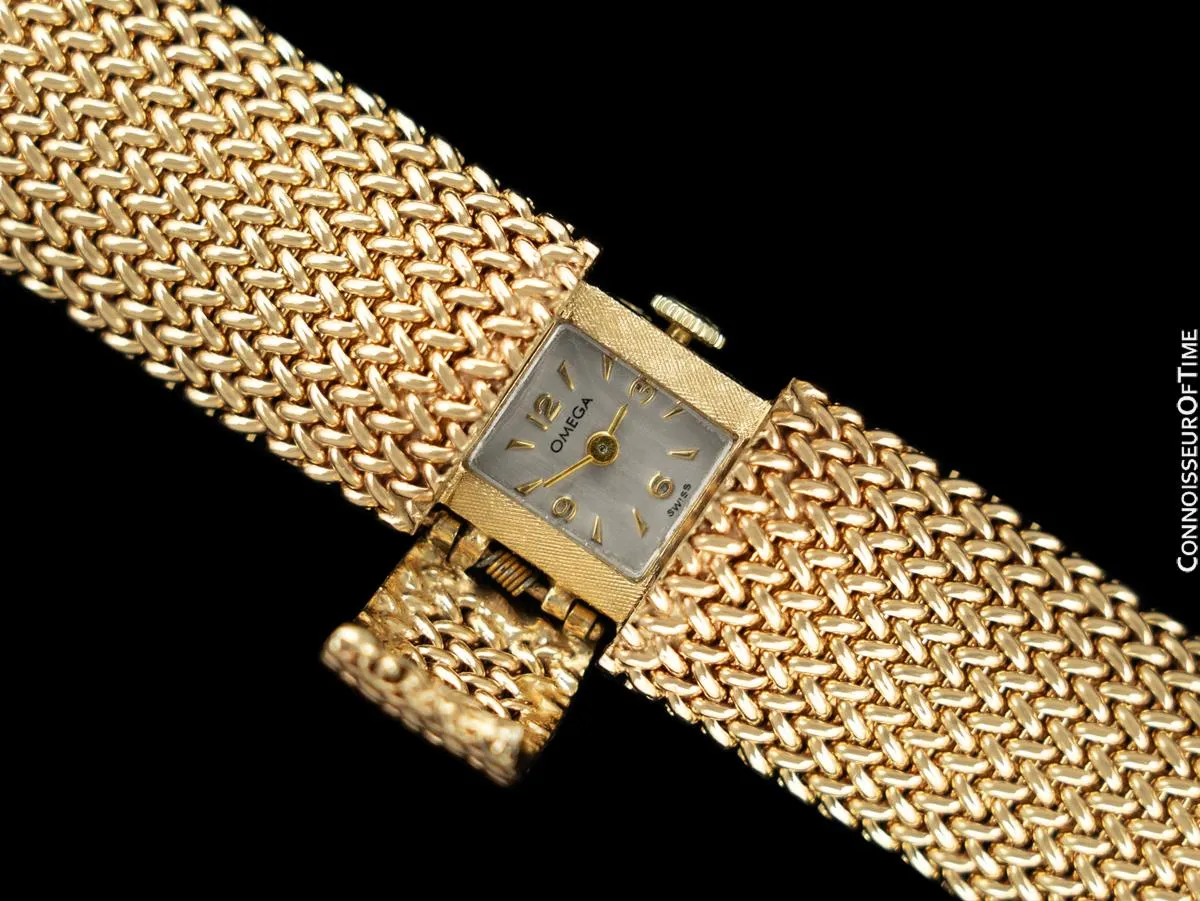 1960's Vintage Ladies Cocktail Bracelet with Omega Watch - 14K Gold