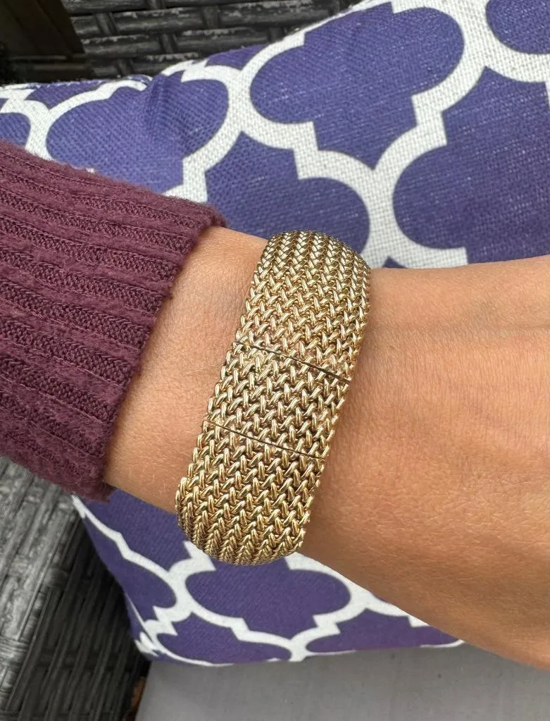 1960's Vintage Ladies Cocktail Bracelet with Omega Watch - 14K Gold