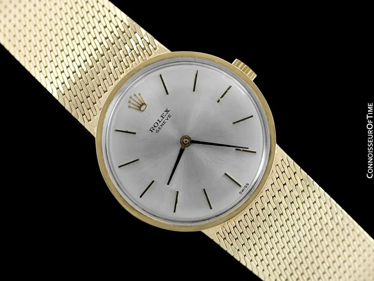 1970's Rolex Cellini Style Vintage Mens 31mm Dress Watch - 14K Gold