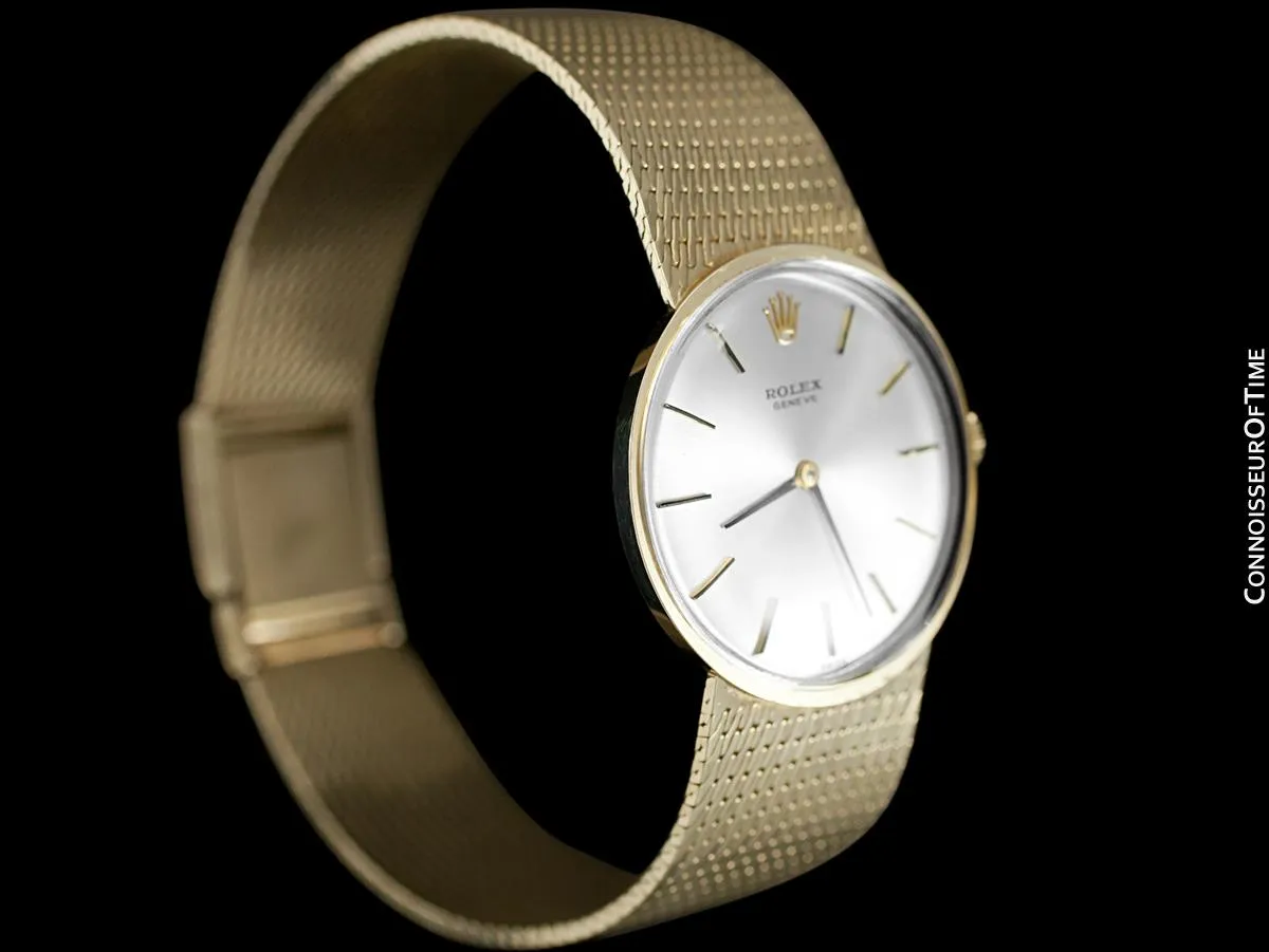 1970's Rolex Cellini Style Vintage Mens 31mm Dress Watch - 14K Gold