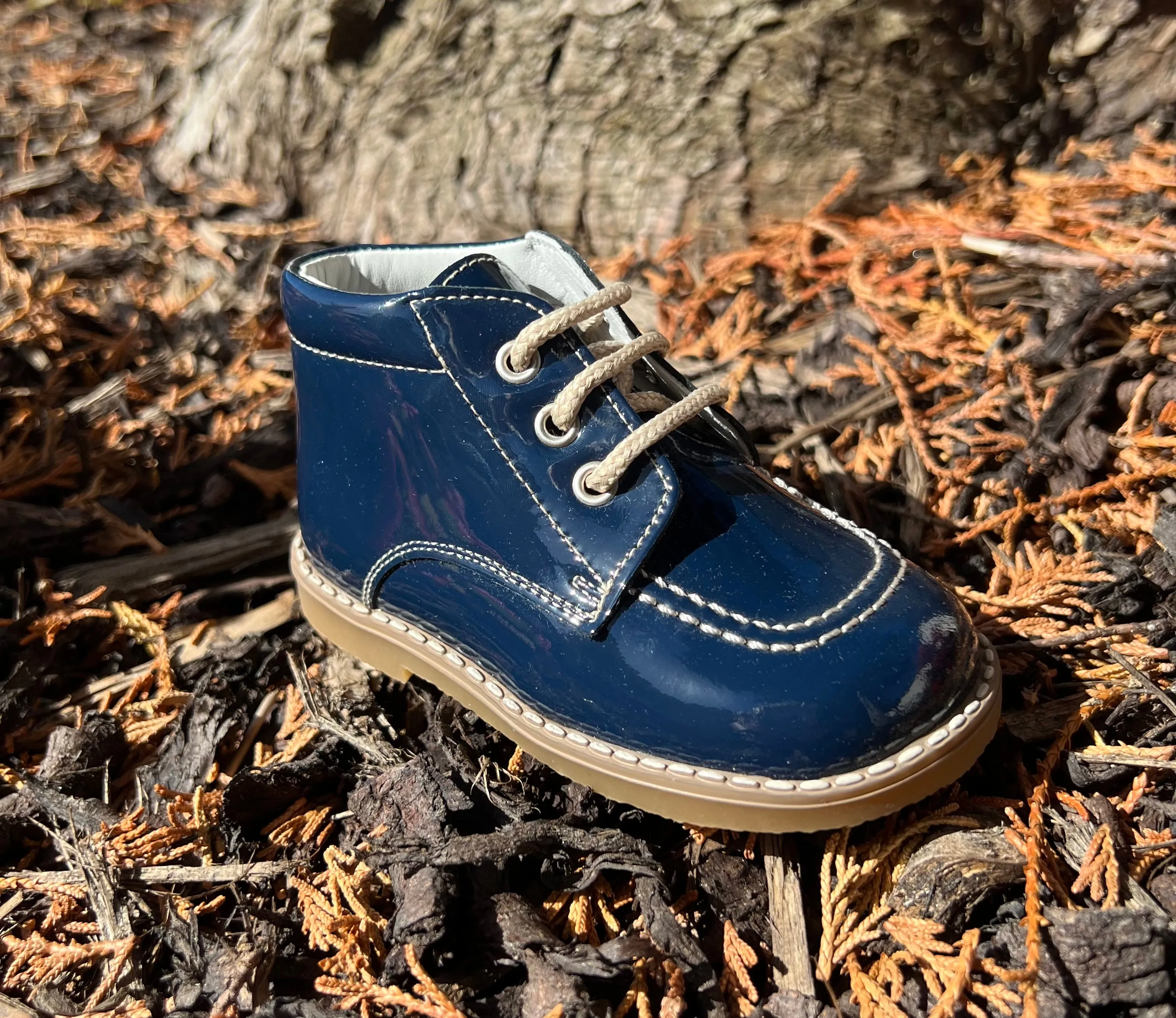 222325  Navy Lace Boots By Andanines