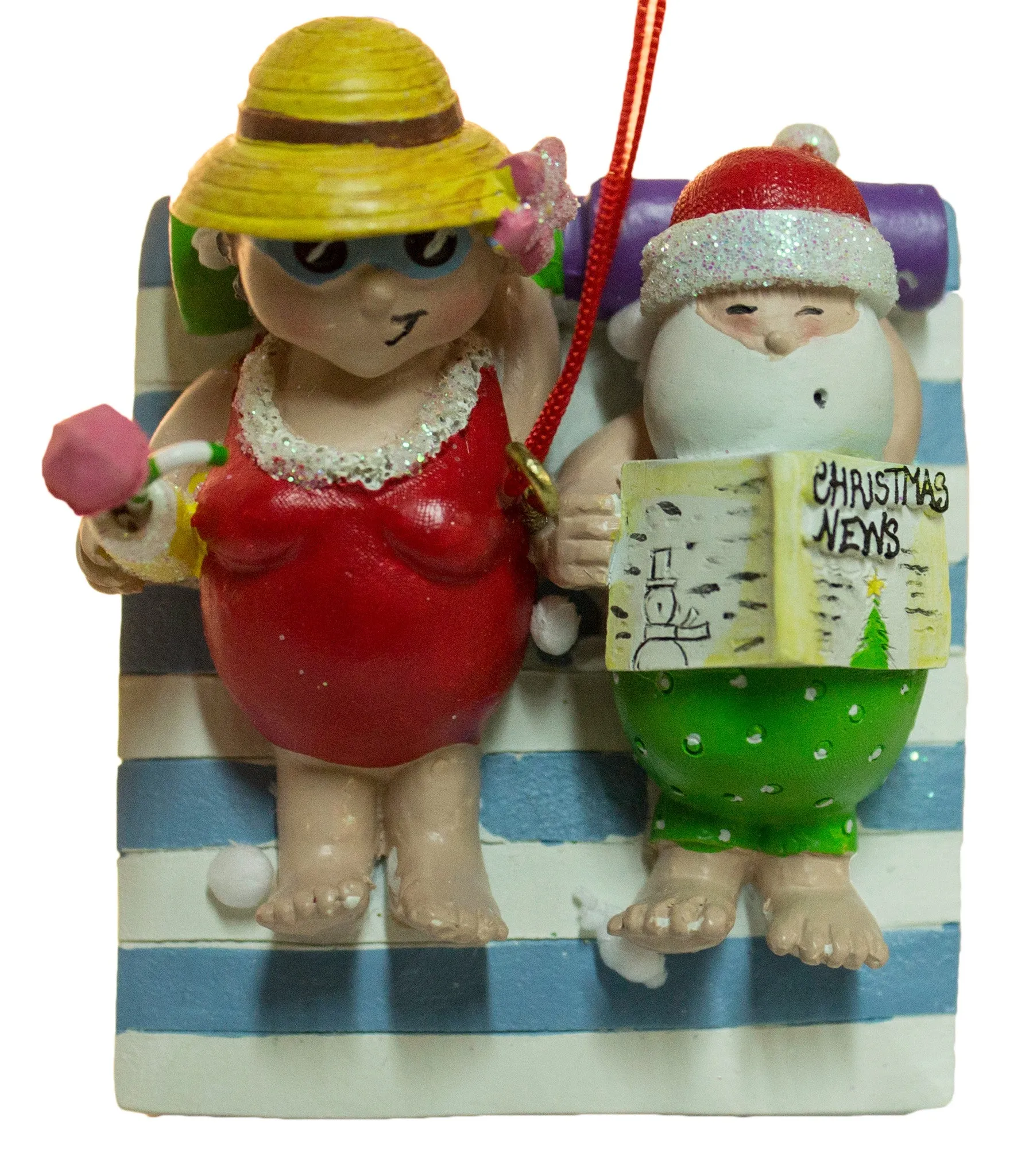2.5 Inch Mr. and Mrs. Claus at the Beach Christmas Ornament