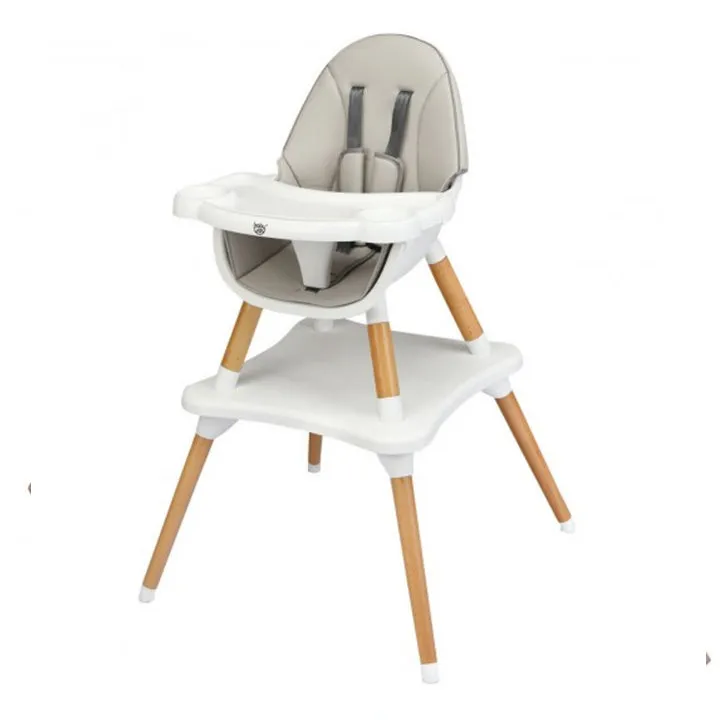 4-In-1 Grey Wooden Baby High Chair | Low Chair | Table & Chair Set