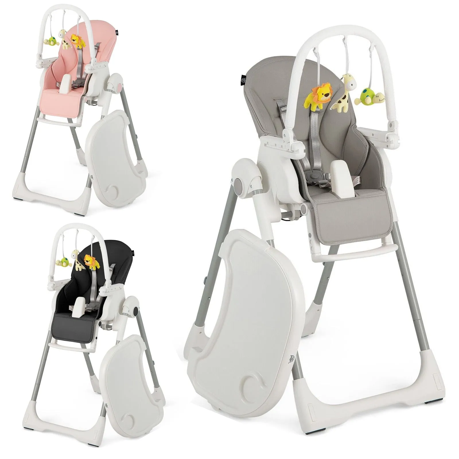 4-in-1  Reclining | Folding | Height Adjustable Baby High Chair | Toy Bar | Cushion
