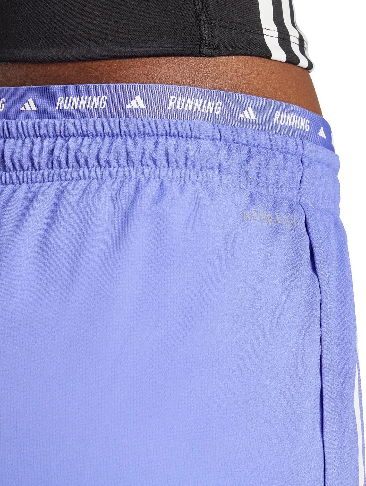 adidas Own The Run 3 Stripes 2 In 1 Womens Running Shorts - Blue
