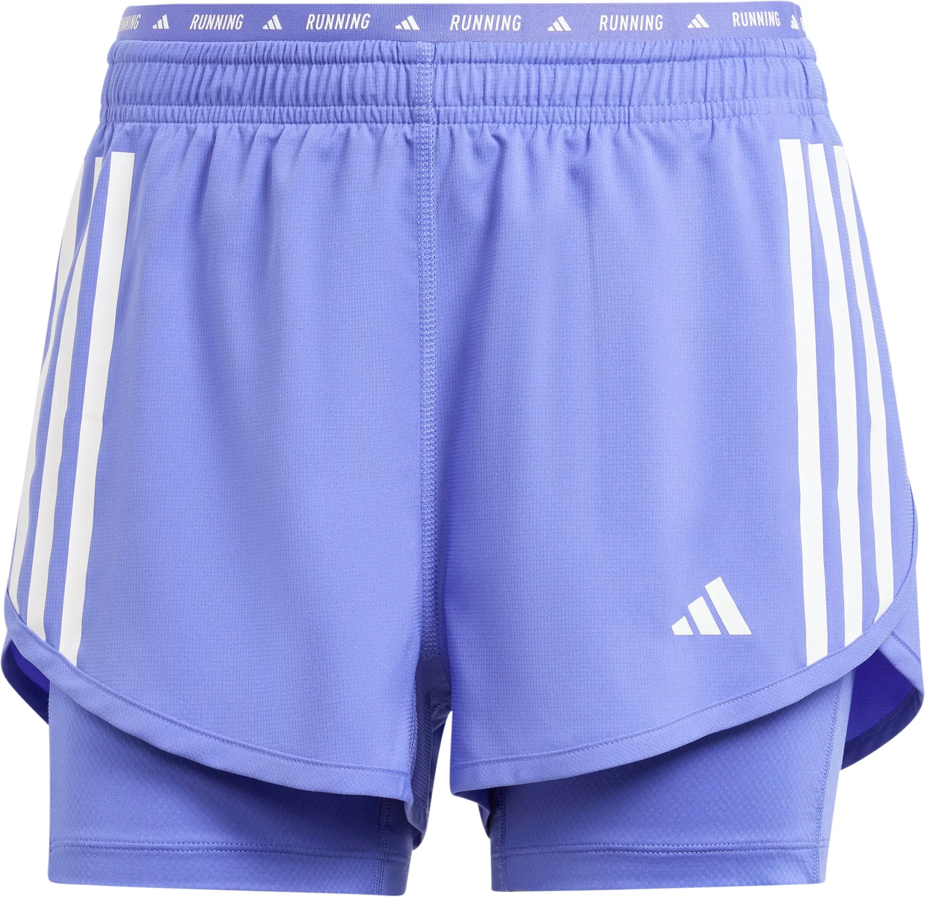 adidas Own The Run 3 Stripes 2 In 1 Womens Running Shorts - Blue