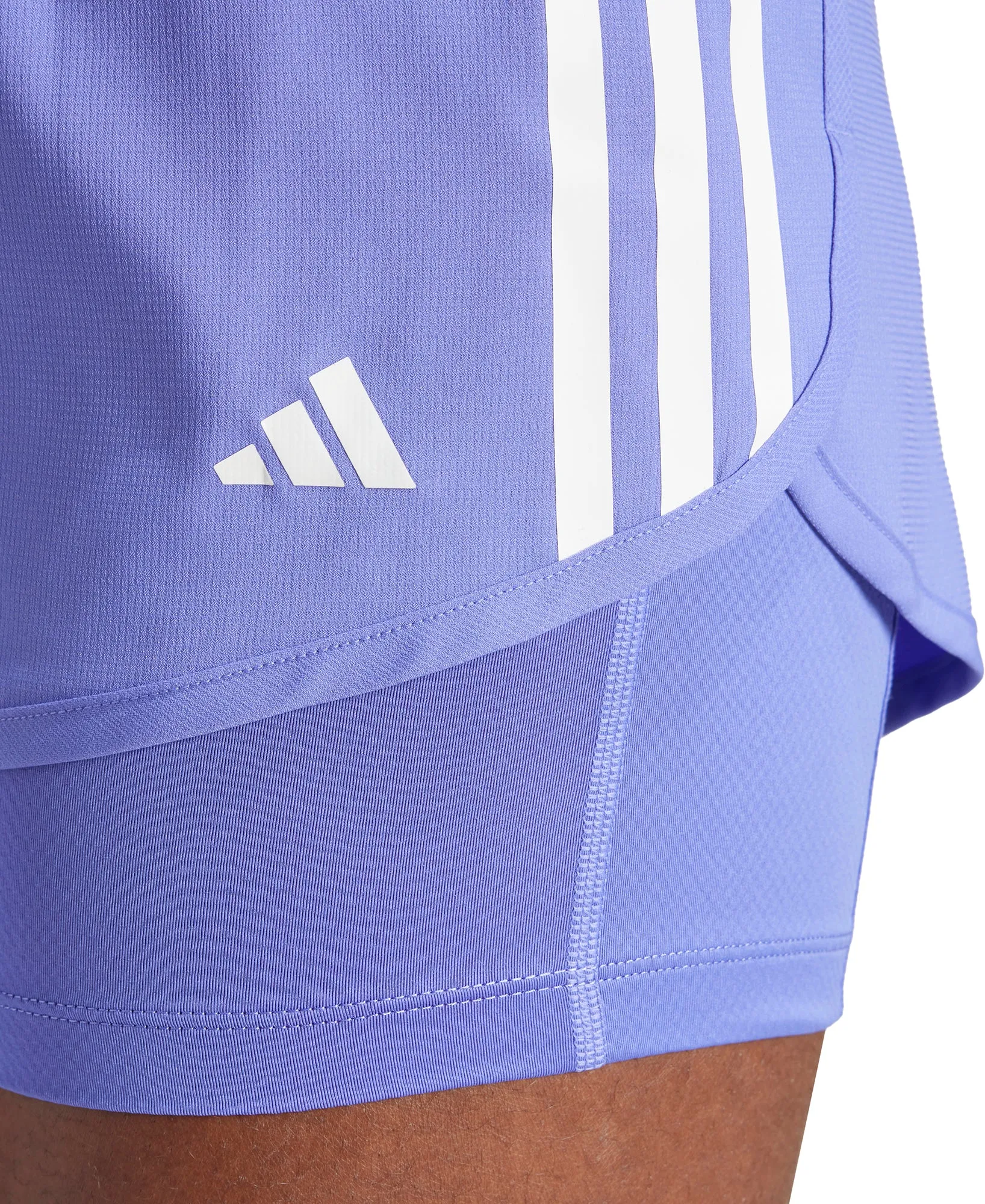 adidas Own The Run 3 Stripes 2 In 1 Womens Running Shorts - Blue