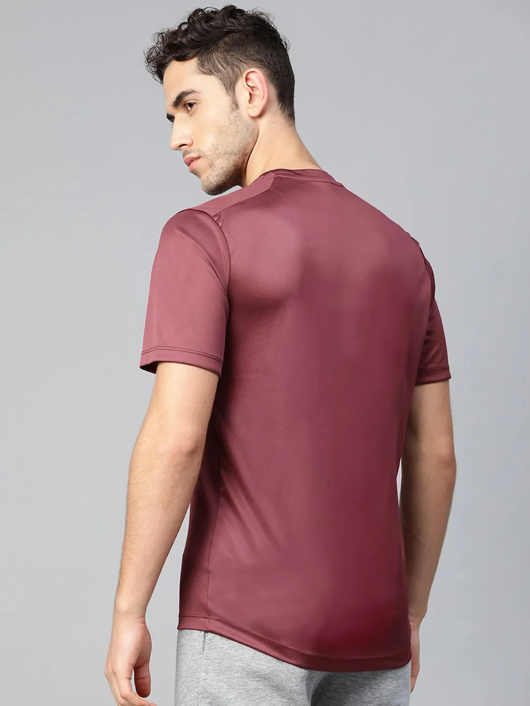Alcis Men Burgundy Anti-Viral Round Neck Training T-shirt