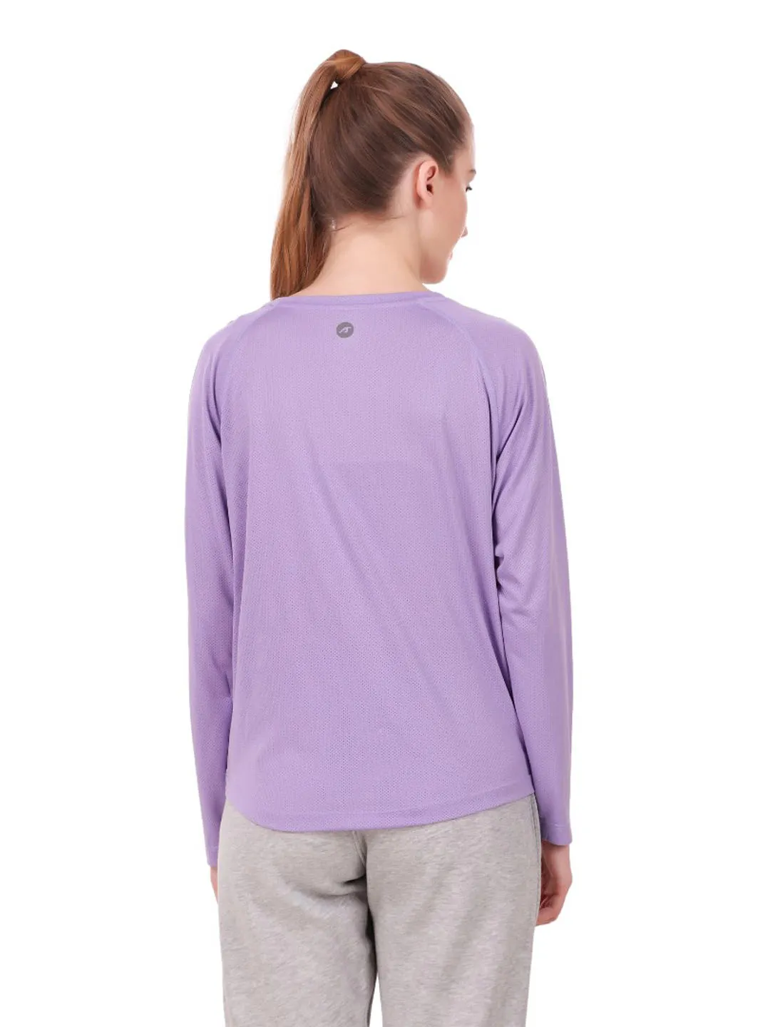 Alcis Women Lavender Self Design Round Neck Running T-shirt