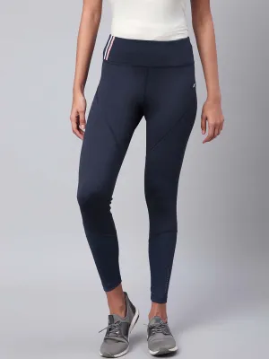 Alcis Women Navy Blue Drytech  Solid Cropped Training Tights