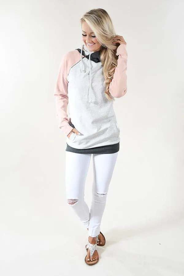Ampersand Ave. Double Hooded Sweatshirt ~ Baseball Pink