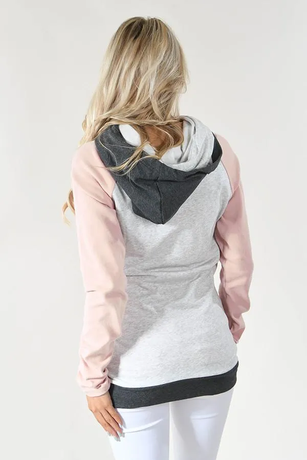 Ampersand Ave. Double Hooded Sweatshirt ~ Baseball Pink