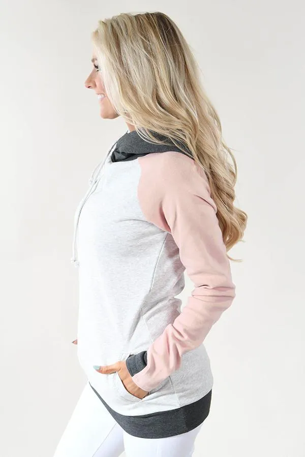 Ampersand Ave. Double Hooded Sweatshirt ~ Baseball Pink