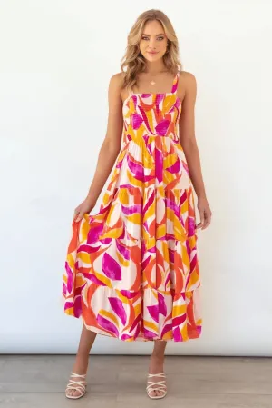 Andrea | Printed Shirred Bodice Tiered Maxi Sundress