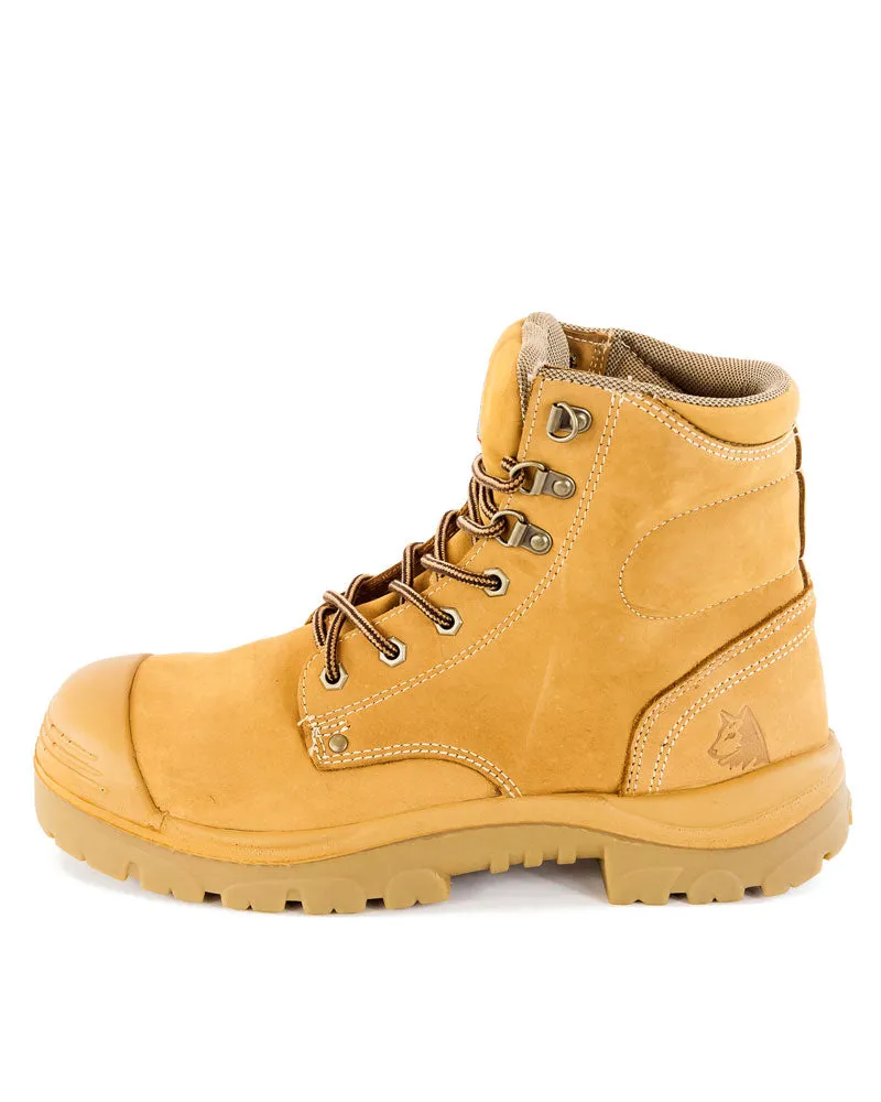 Argyle Lace Up Ankle Boot with Bump Cap - Wheat
