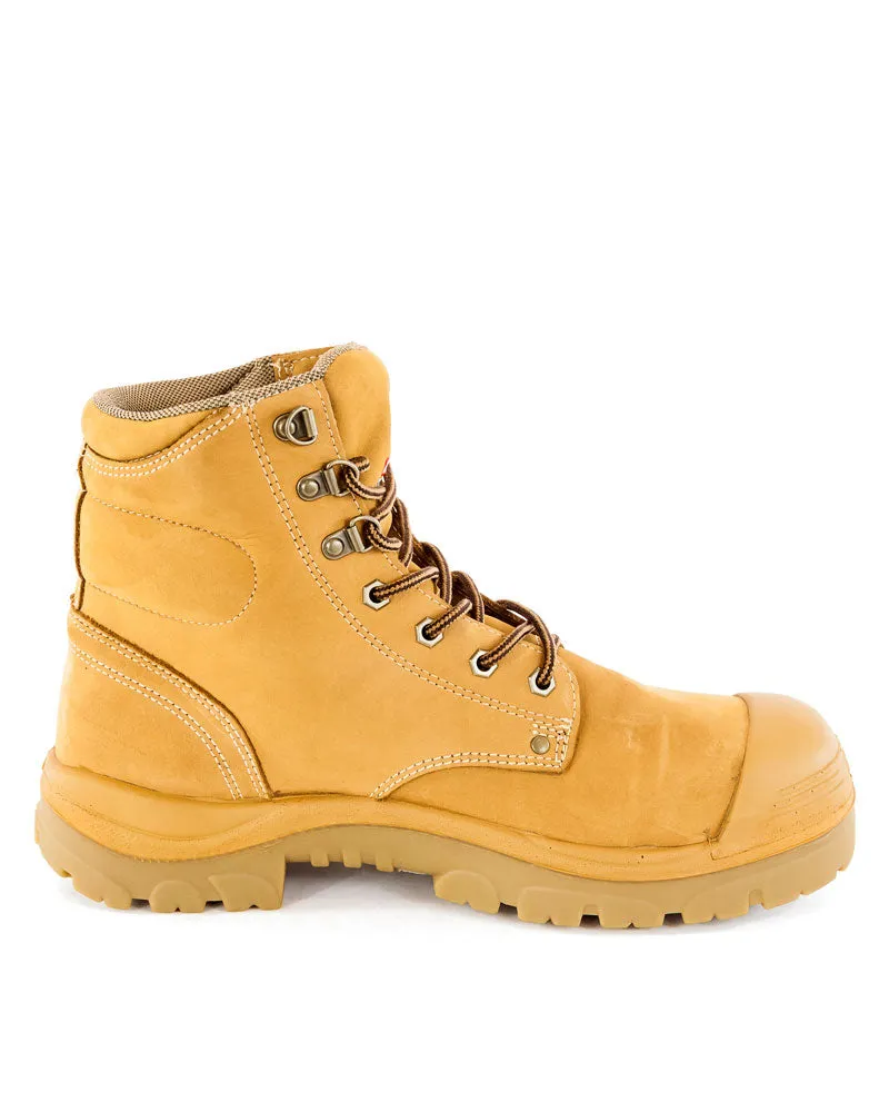 Argyle Lace Up Ankle Boot with Bump Cap - Wheat
