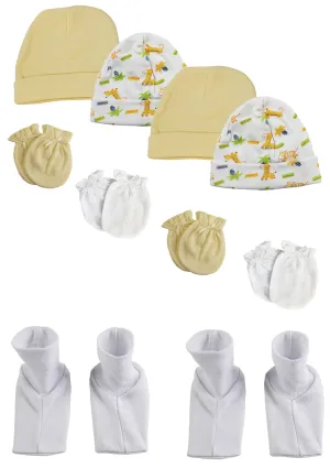 Baby Boy, Baby Girl, Unisex Infant Caps, Booties and Mittens (Pack of 10) NC_0335
