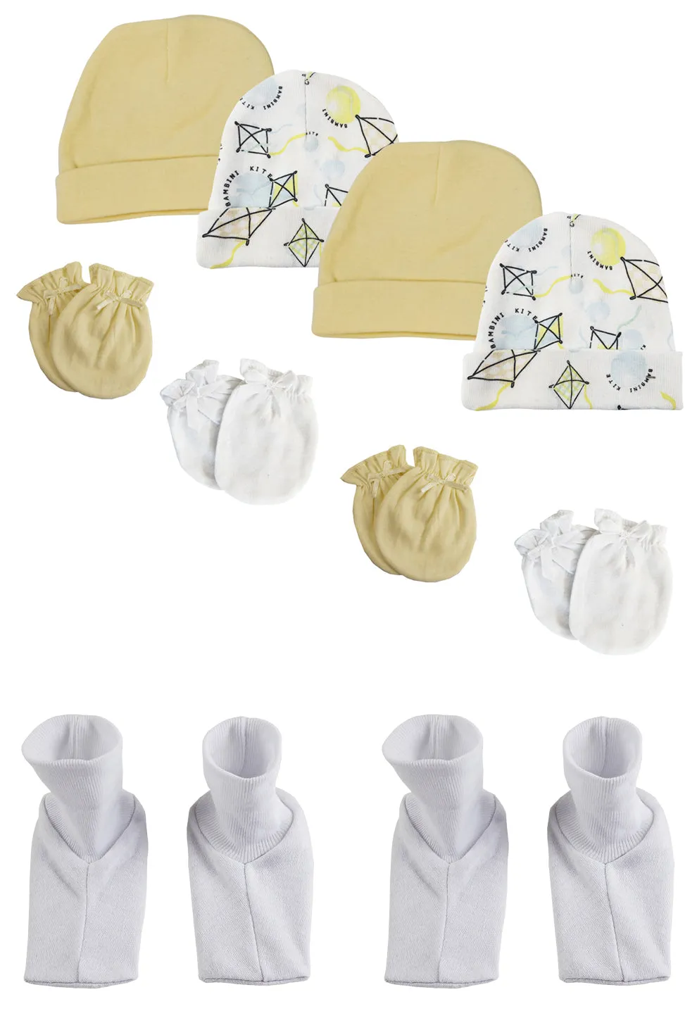 Baby Boy, Baby Girl, Unisex Infant Caps, Booties and Mittens (Pack of 10) NC_0368