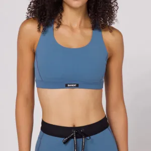 Bandit Running Gridlock Scoop Neck Run Bra - Steel Blue