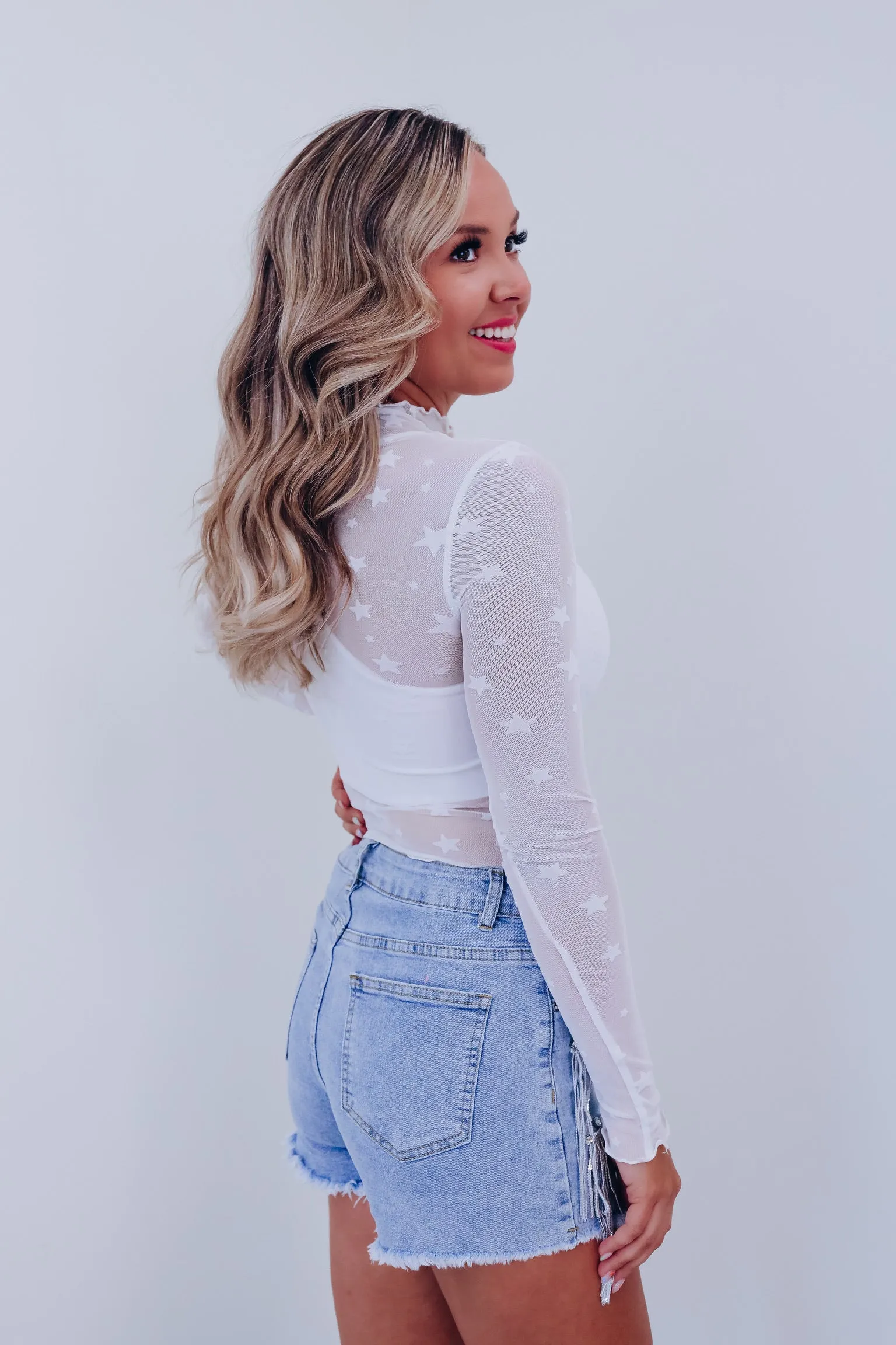 Be A Star Sheer Mesh Top - Ivory