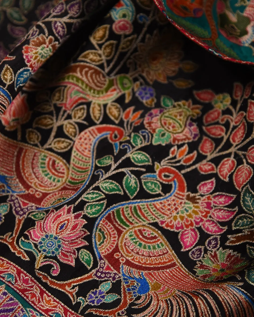 Black Silk Viscose Jamdani Woven Saree With Silk Woven Blouse