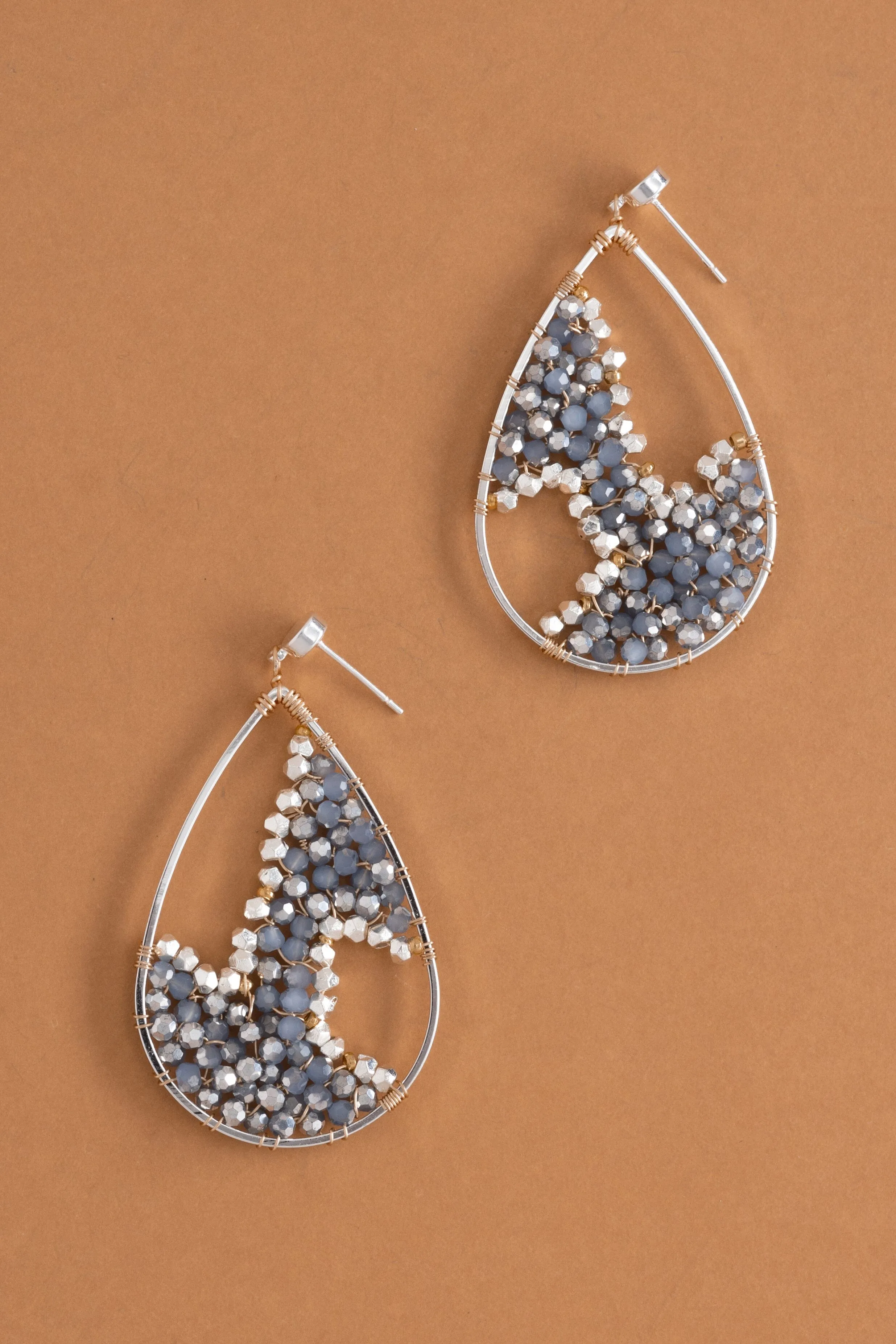 Blue  Woven Curve Earrings