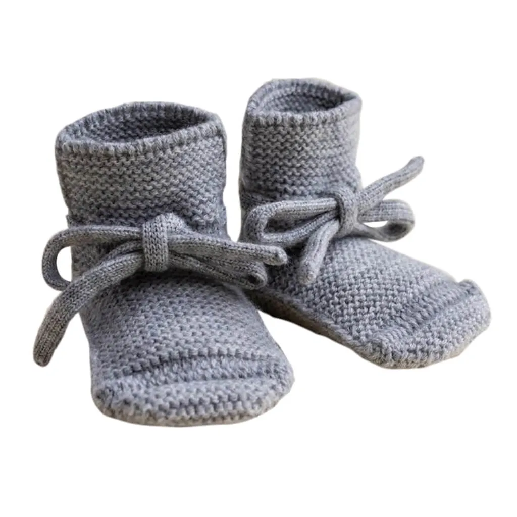 Booties Babyschuhe Gesterickt aus Merinowolle