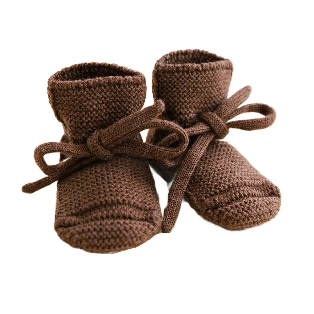 Booties Babyschuhe Gesterickt aus Merinowolle