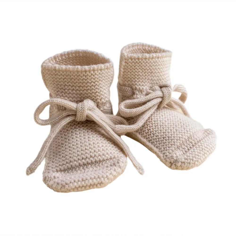 Booties Babyschuhe Gesterickt aus Merinowolle