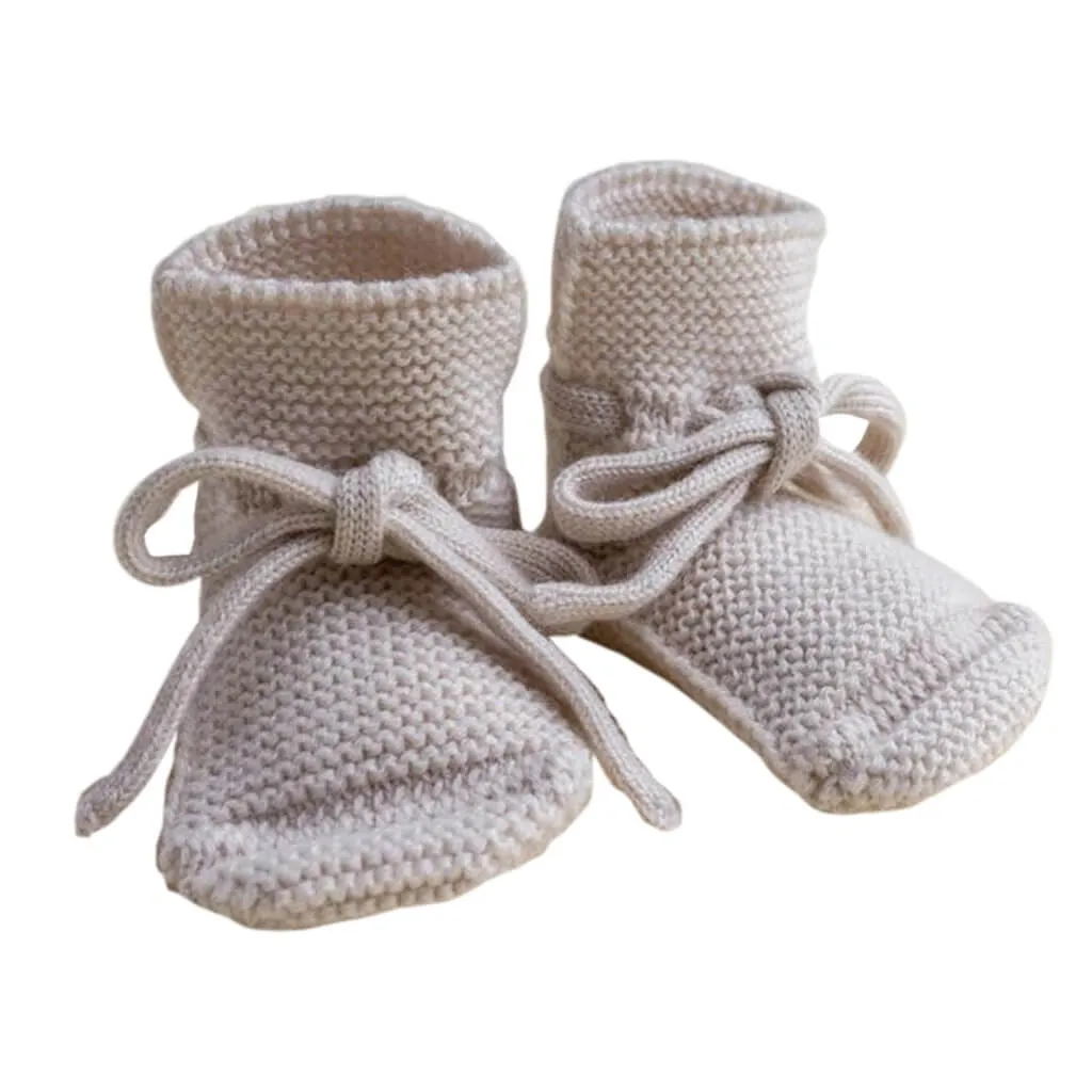 Booties Babyschuhe Gesterickt aus Merinowolle
