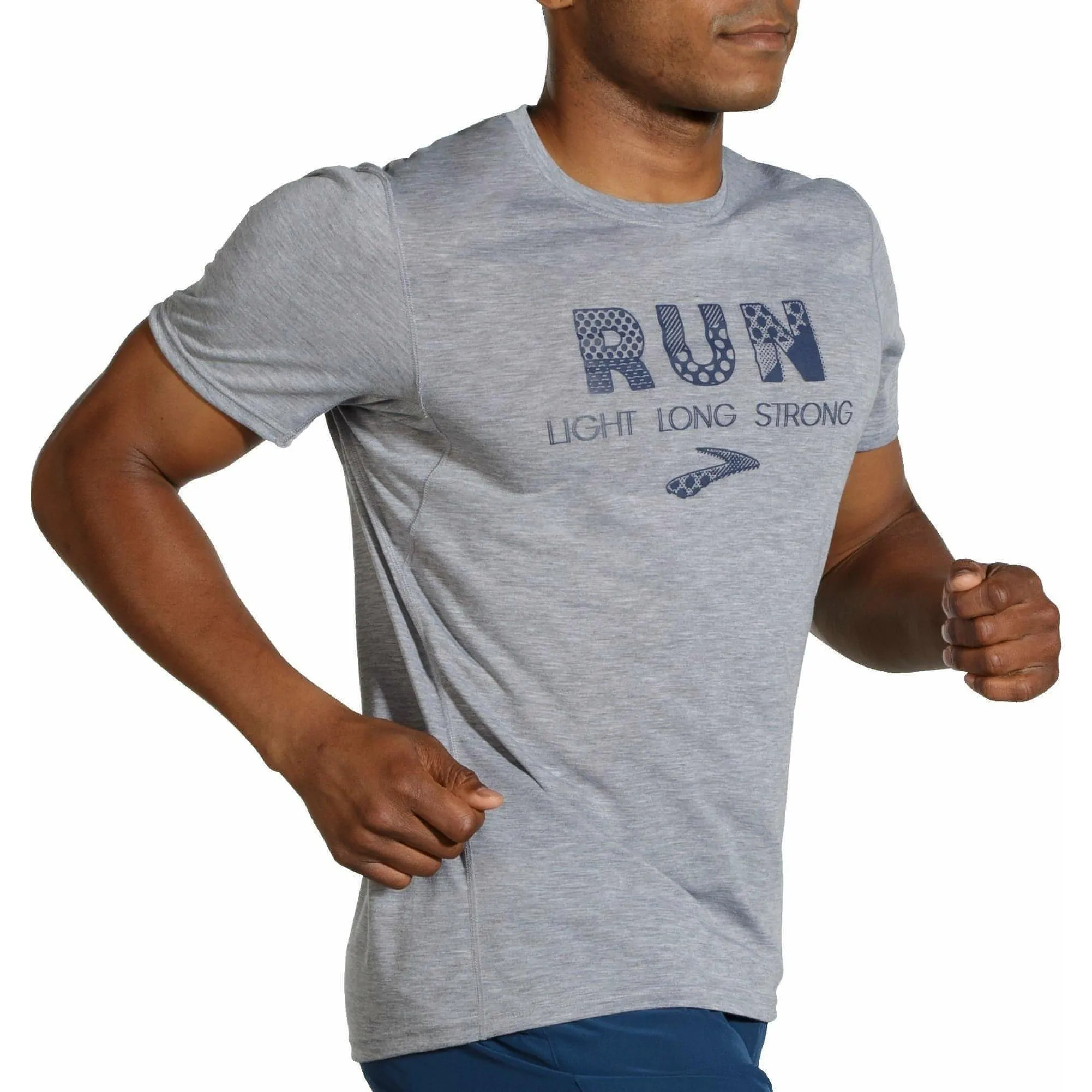 Brooks Distance Graphic Short Sleeve Mens Running Top - Grey