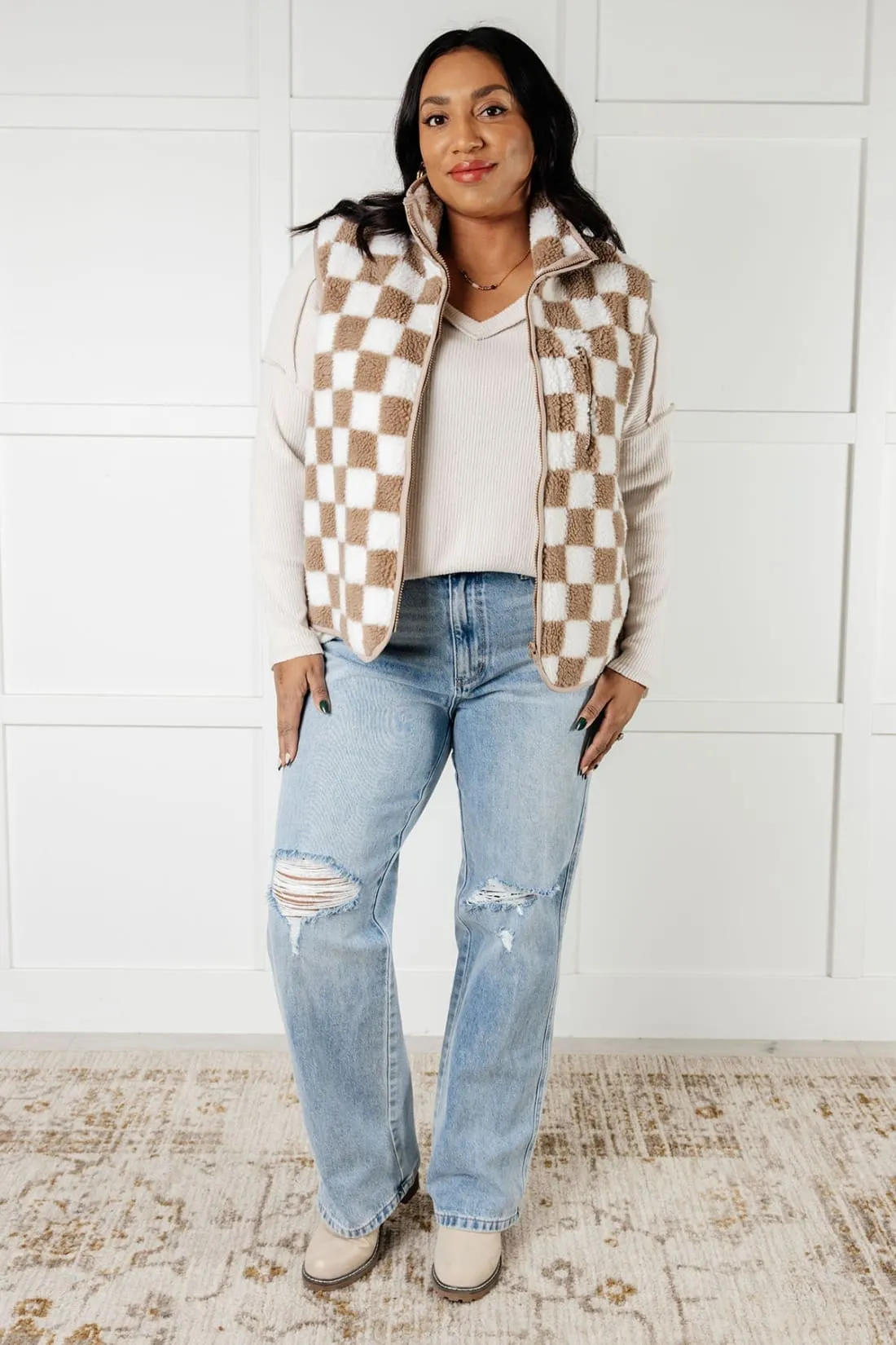 Check it Out Checkered Fleece Vest