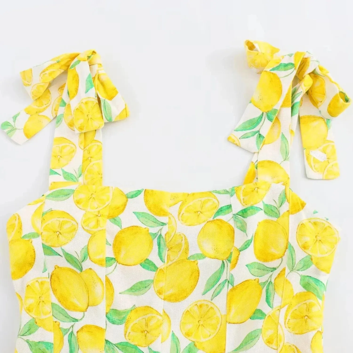 Chic Fruit Printed Bow Mini Dress