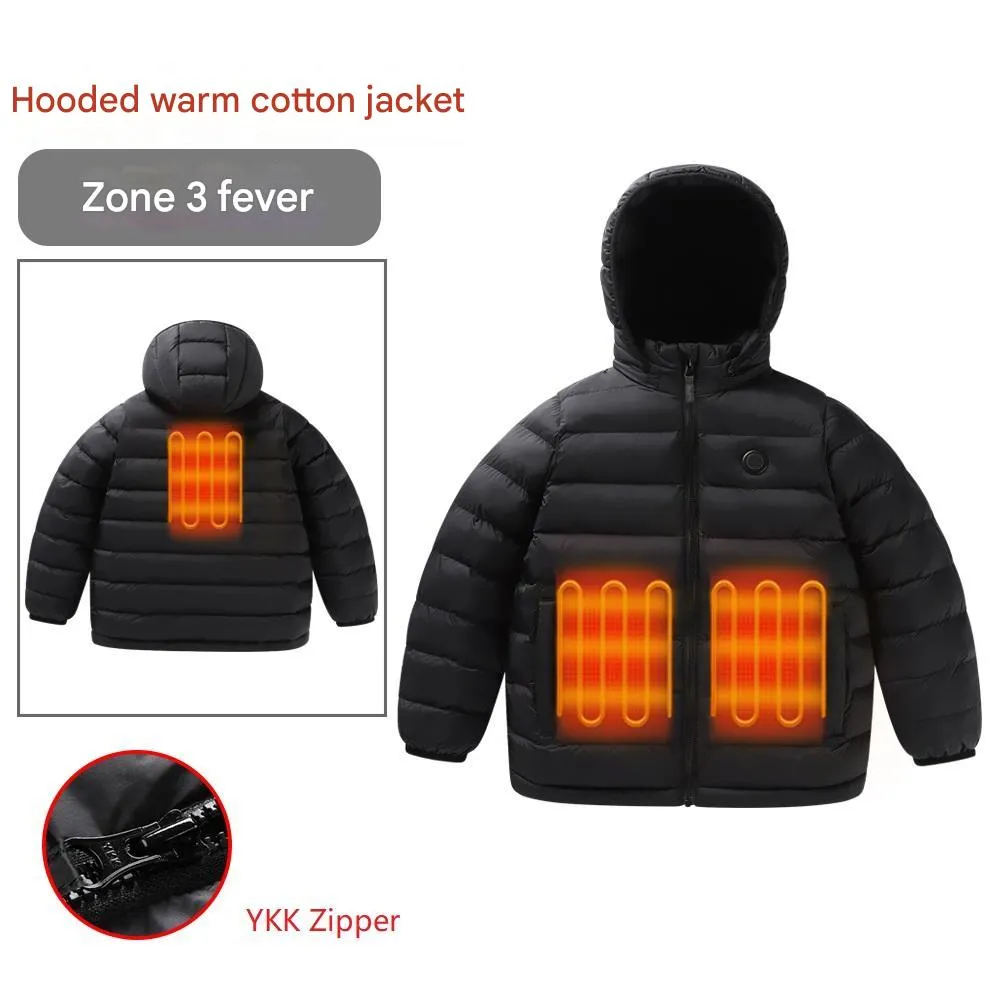 Children's 3 Area Hooded Heated Jacket