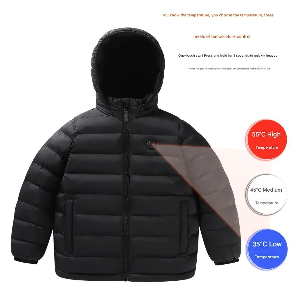Children's 3 Area Hooded Heated Jacket