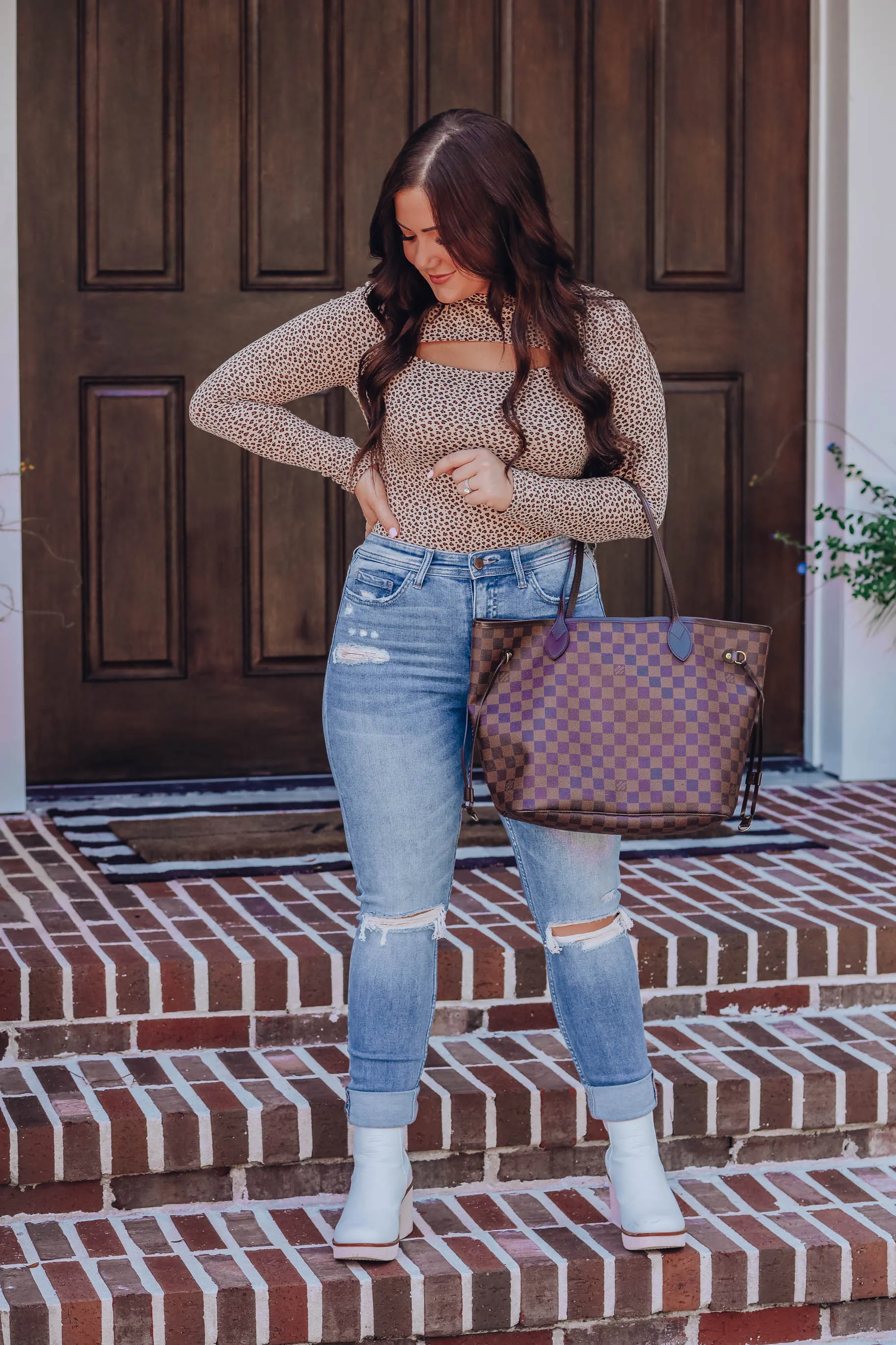 Christa Cut-Out Bodysuit- Taupe