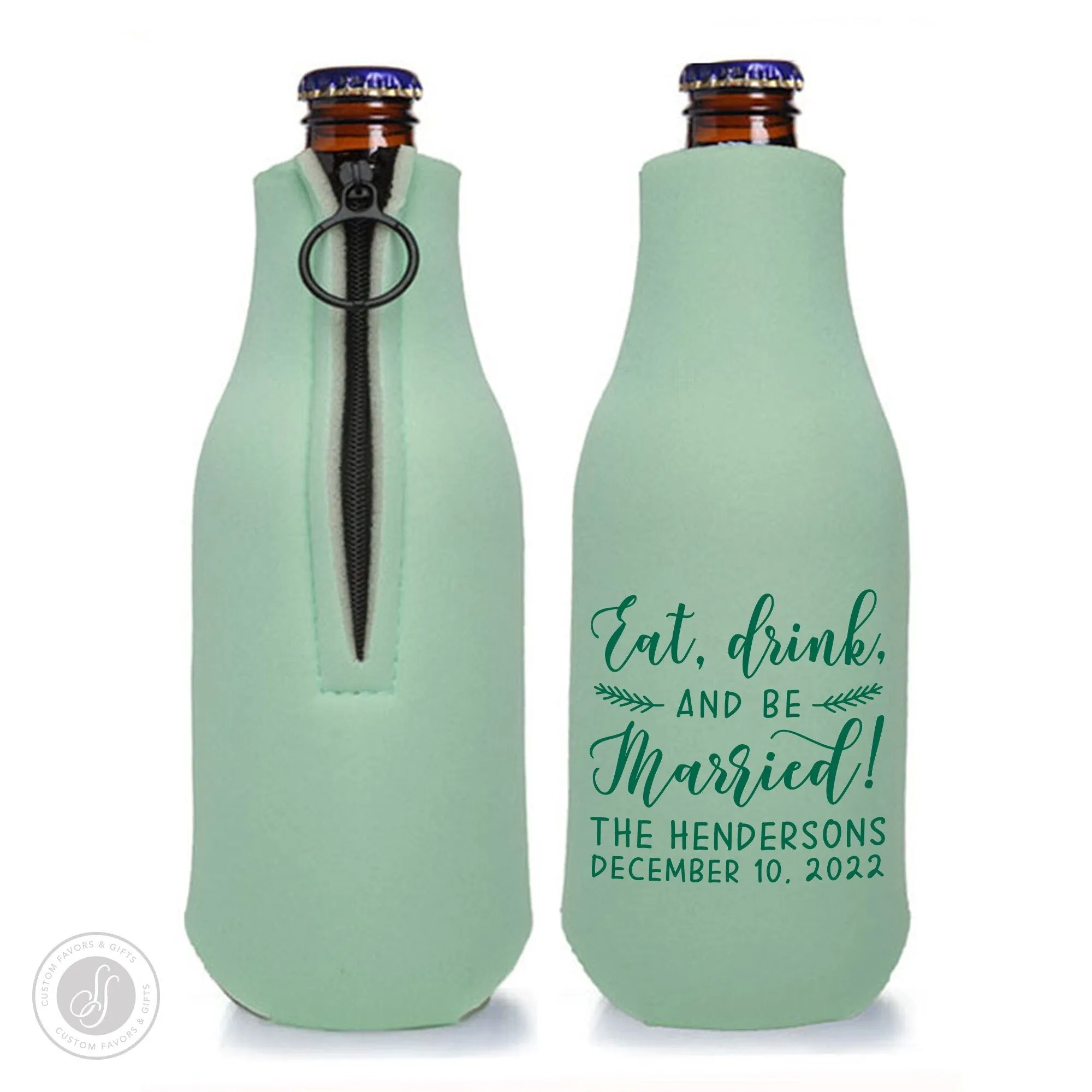 Collapsible Foam Zippered Bottle Cooler #200Z - Eat, Drink & Be Married