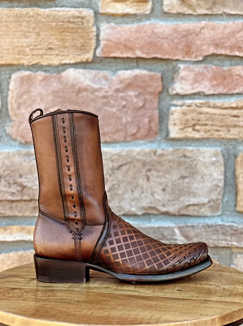Cuadra Maple Laser & Woven Narrow Square Toe Boots CU674
