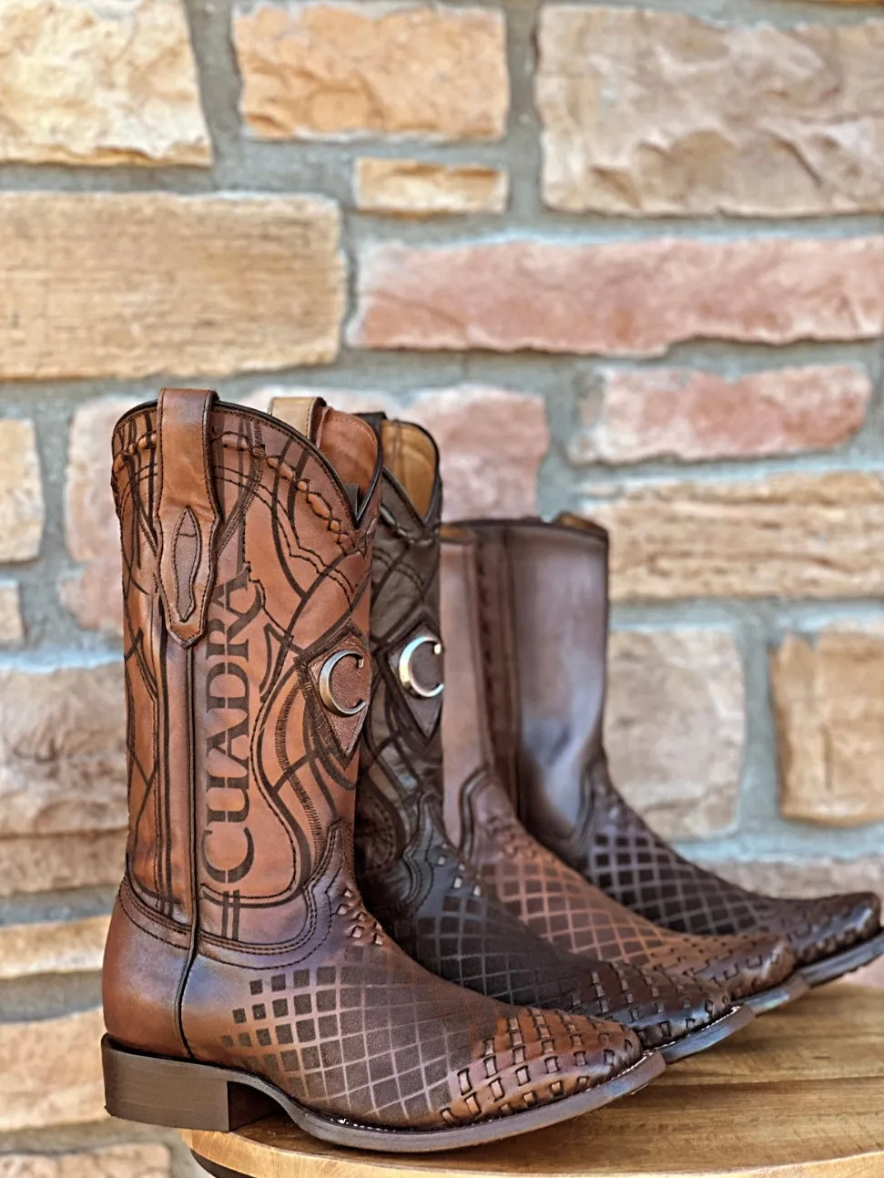 Cuadra Maple Laser & Woven Narrow Square Toe Boots CU674