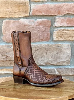 Cuadra Maple Laser & Woven Narrow Square Toe Boots CU674