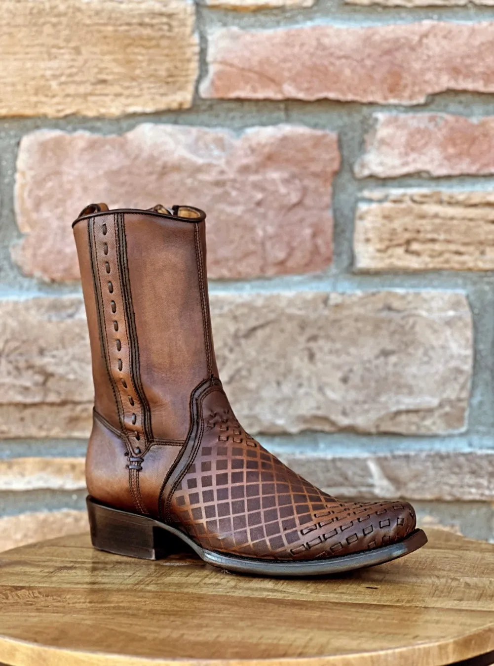 Cuadra Maple Laser & Woven Narrow Square Toe Boots CU674