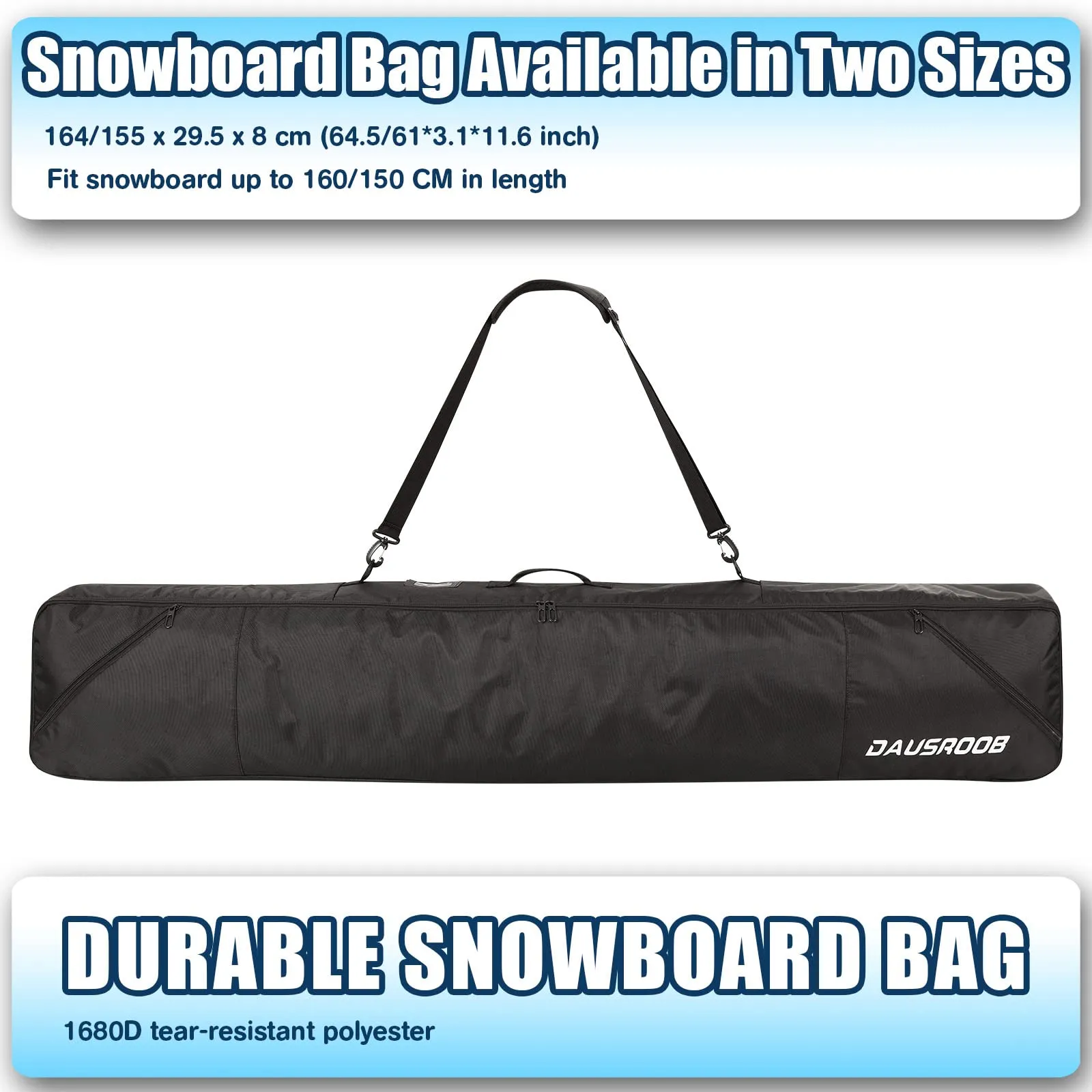 DAUSROOB Waterproof Travel Ski Bag with Adjustable Shoulder Strap for Ski boots, Ski Clothes & Accessories