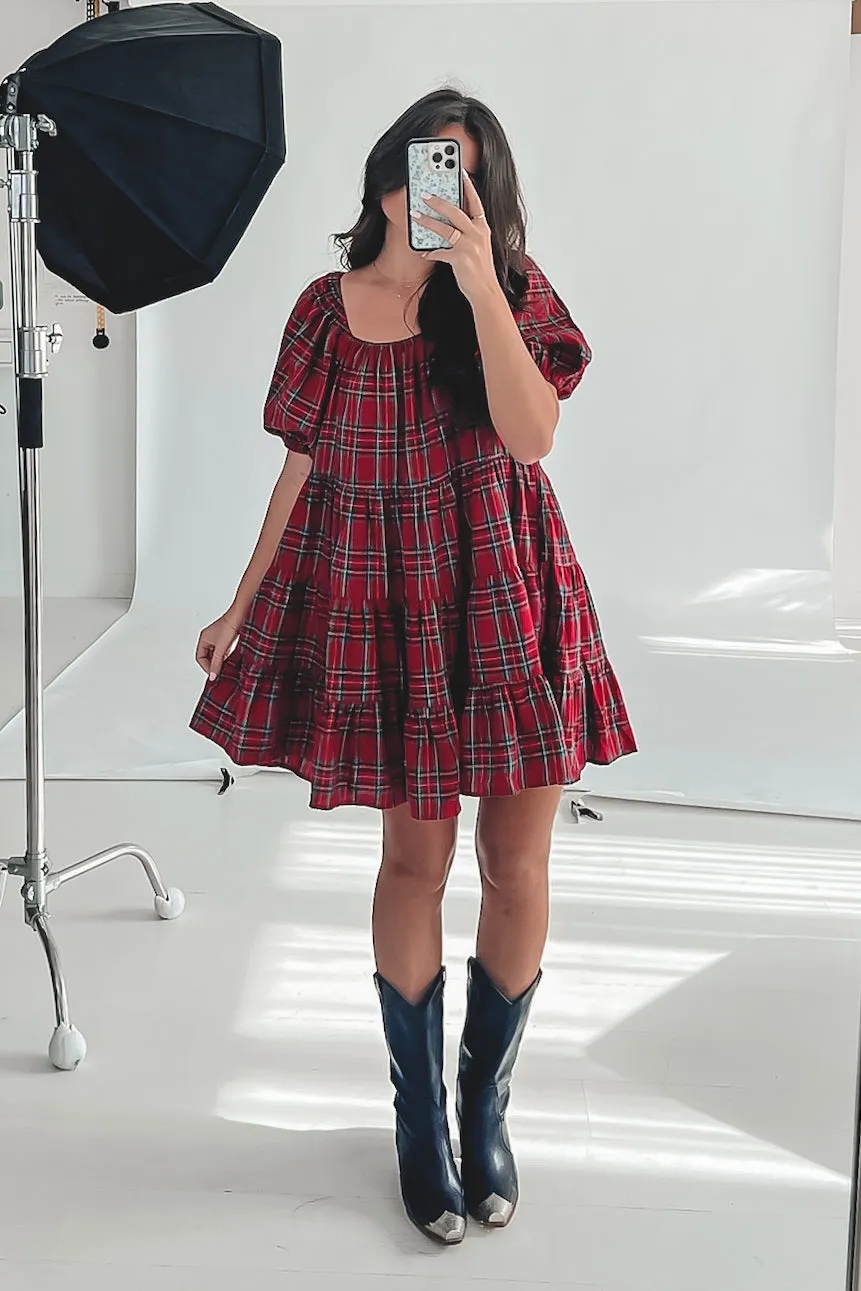 DEAL Along Came This Dress Plaid Babydoll Dress