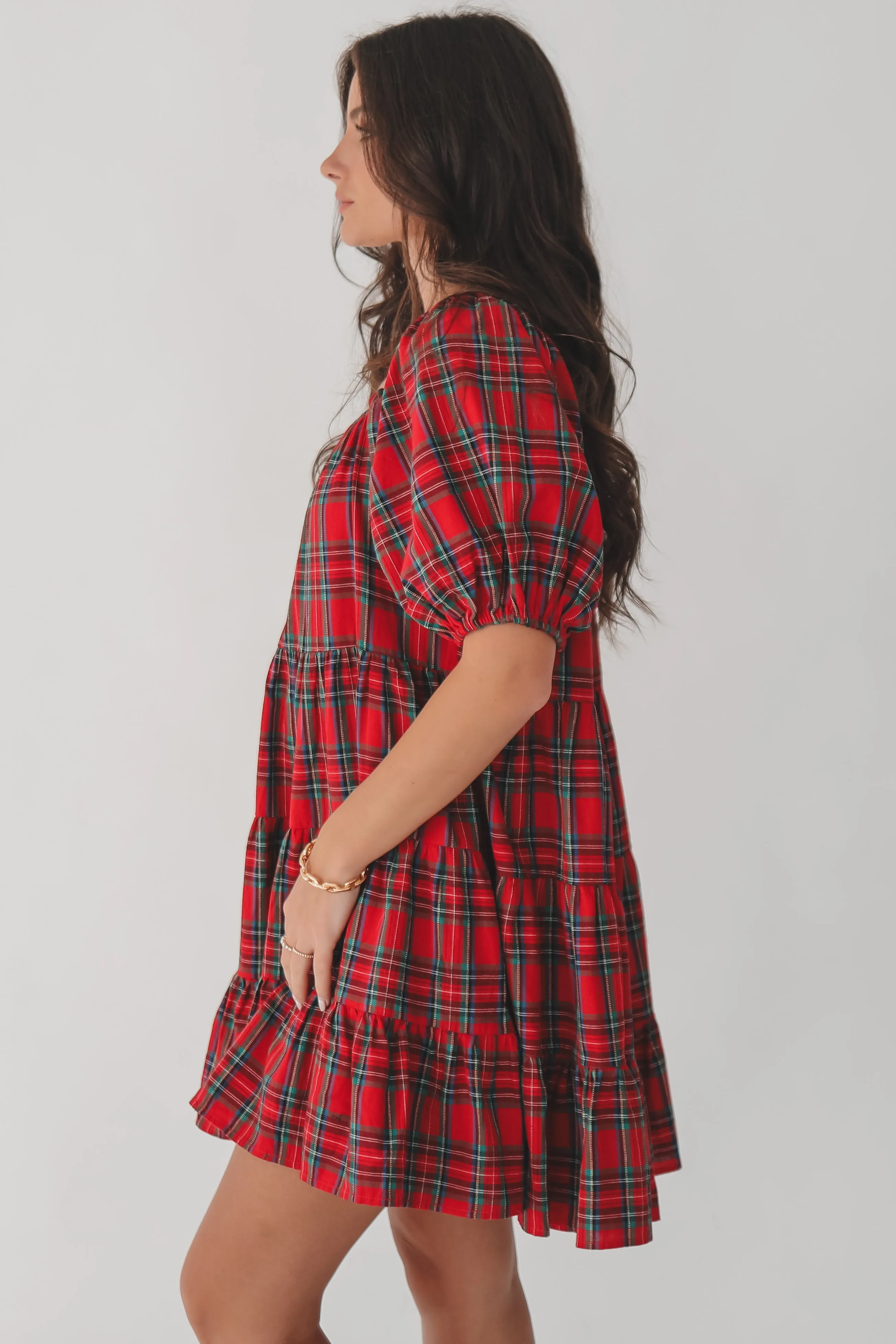 DEAL Along Came This Dress Plaid Babydoll Dress